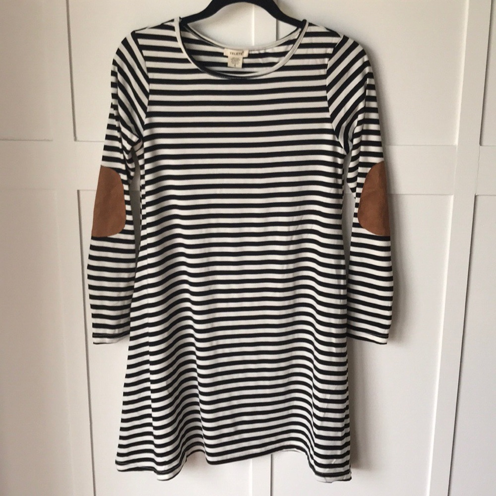 Sz Large Stripe Tunic Dress w/Elbow Patch - Picture 6 of 8